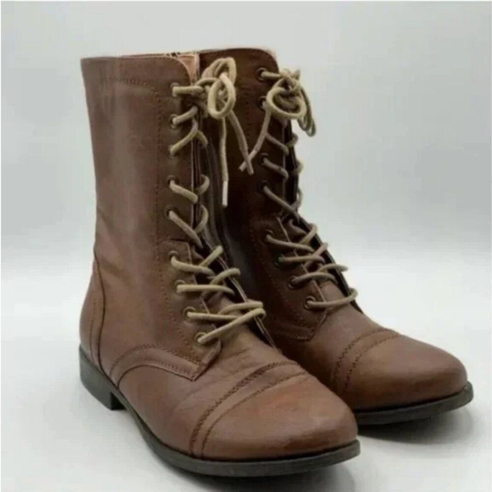 Madden Girl G-Gumbee Lace & Zipper Military Style Boots Size 7.5